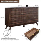 Commode à 6 tiroirs cannelée pour chambre à coucher, commode moderne avec poignées en métal, profil incurvé, organisateur de rangement en bois