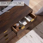 Commode à 6 tiroirs cannelée pour chambre à coucher, commode moderne avec poignées en métal, profil incurvé, organisateur de rangement en bois