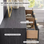 Commode à 6 tiroirs cannelée pour chambre à coucher, commode moderne avec poignées en métal, profil incurvé, organisateur de rangement en bois