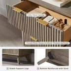 Commode à 6 tiroirs cannelée pour chambre à coucher, commode moderne avec poignées en métal, profil incurvé, organisateur de rangement en bois