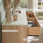 Commode à 6 tiroirs cannelée pour chambre à coucher, commode moderne avec poignées en métal, profil incurvé, organisateur de rangement en bois