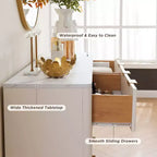Commode à 6 tiroirs cannelée pour chambre à coucher, commode moderne avec poignées en métal, profil incurvé, organisateur de rangement en bois