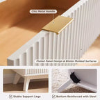 Commode à 6 tiroirs cannelée pour chambre à coucher, commode moderne avec poignées en métal, profil incurvé, organisateur de rangement en bois