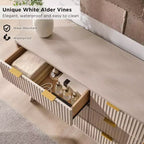 Commode à 6 tiroirs cannelée pour chambre à coucher, commode moderne avec poignées en métal, profil incurvé, organisateur de rangement en bois