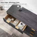 Commode à 6 tiroirs cannelée pour chambre à coucher, commode moderne avec poignées en métal, profil incurvé, organisateur de rangement en bois