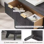 Commode à 6 tiroirs cannelée pour chambre à coucher, commode moderne avec poignées en métal, profil incurvé, organisateur de rangement en bois