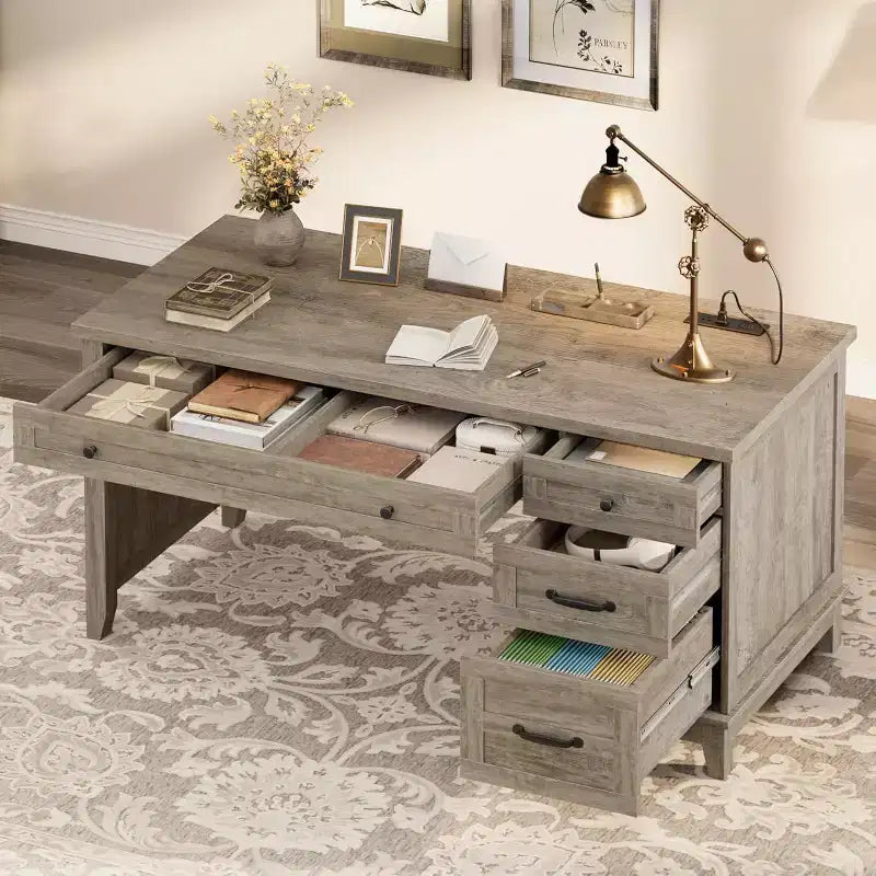 Bureau de Ferme avec Tiroir de Classement, Bureau d'Ordinateur, pour le Travail et les Études