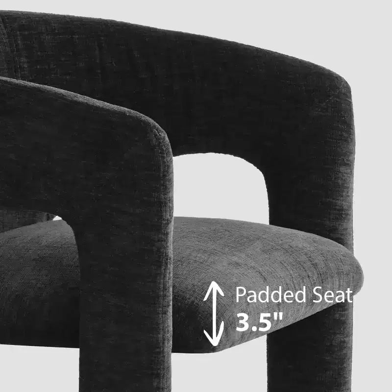 Ensemble table à manger ronde avec 2 fauteuils en chenille, table piédestal moderne et chaises rembourrées avec dossier et accoudoirs complets - Panipeachy