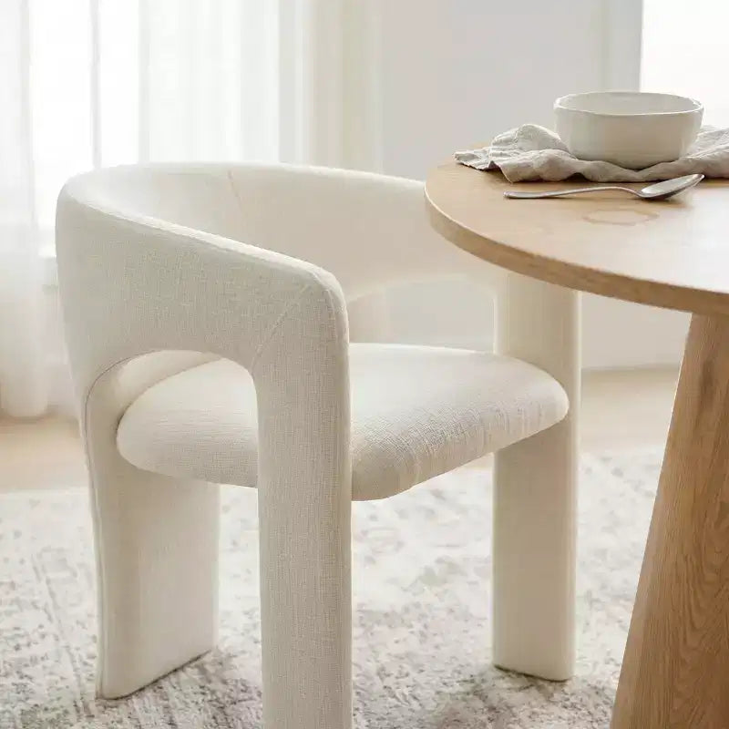 Ensemble table à manger ronde avec 2 fauteuils en chenille, table piédestal moderne et chaises rembourrées avec dossier et accoudoirs complets - Panipeachy