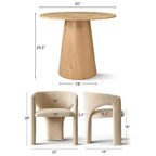 Ensemble table à manger ronde avec 2 fauteuils en chenille, table piédestal moderne et chaises rembourrées avec dossier et accoudoirs complets - Panipeachy