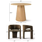 Ensemble table à manger ronde avec 2 fauteuils en chenille, table piédestal moderne et chaises rembourrées avec dossier et accoudoirs complets - Panipeachy