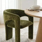 Ensemble table à manger ronde avec 2 fauteuils en chenille, table piédestal moderne et chaises rembourrées avec dossier et accoudoirs complets - Panipeachy