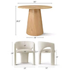 Ensemble table à manger ronde avec 2 fauteuils en chenille, table piédestal moderne et chaises rembourrées avec dossier et accoudoirs complets - Panipeachy