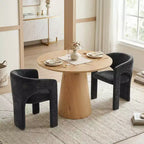 Ensemble table à manger ronde avec 2 fauteuils en chenille, table piédestal moderne et chaises rembourrées avec dossier et accoudoirs complets - Panipeachy