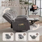 Fauteuil inclinable pivotant à 360° avec massage par vibration et chauffage lombaire, canapé simple surdimensionné pour adultes, pour salon