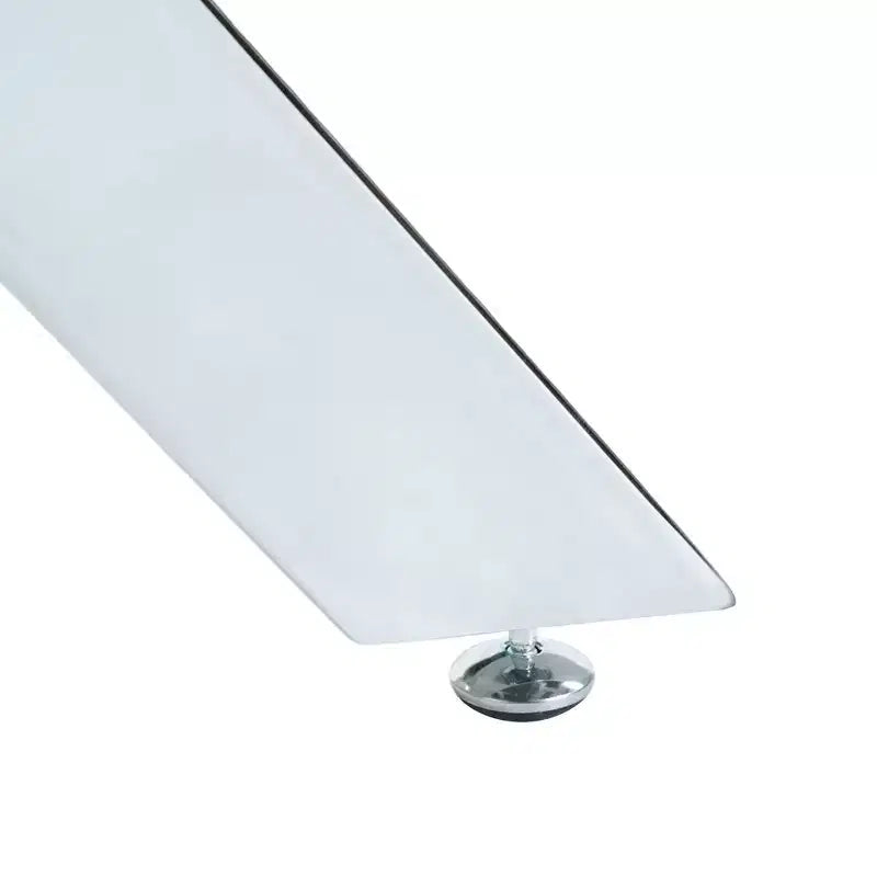 Table à manger avec pieds croisés en métal et plateau en verre trempé, 90x90x75cm, design moderne et peu encombrant pour cuisine ou salon