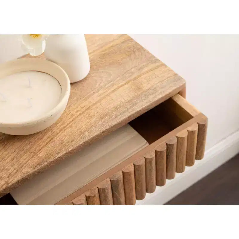 Table d'appoint flottante en bois Kate and Laurel Reid avec rangement ouvert, 18x10x9, Naturel