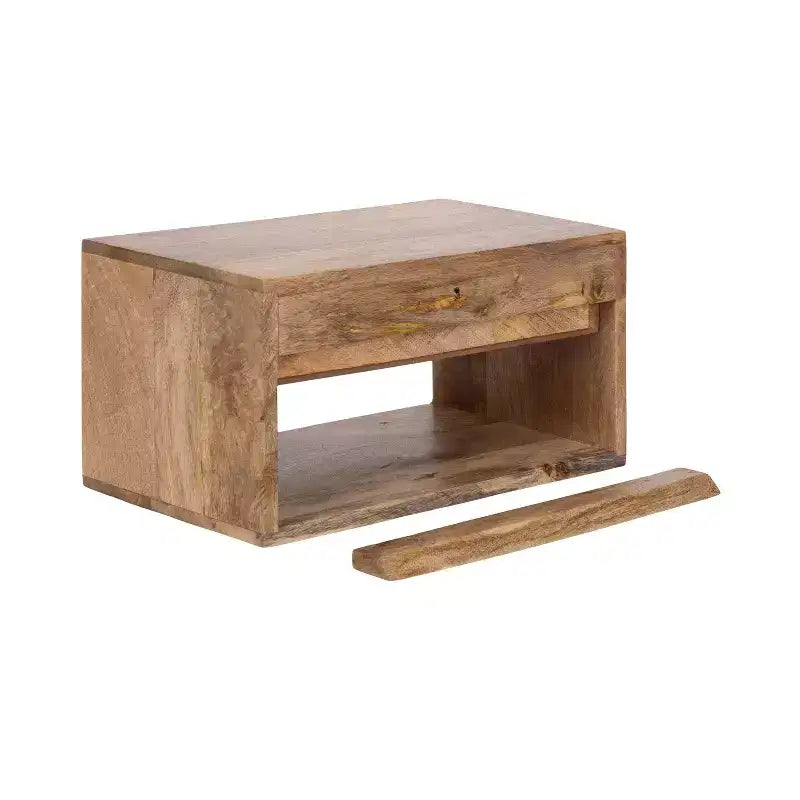 Table d'appoint flottante en bois Kate and Laurel Reid avec rangement ouvert, 18x10x9, Naturel