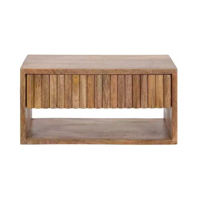 Table d'appoint flottante en bois Kate and Laurel Reid avec rangement ouvert, 18x10x9, Naturel