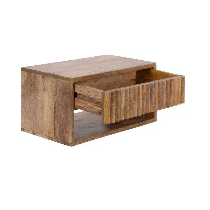 Table d'appoint flottante en bois Kate and Laurel Reid avec rangement ouvert, 18x10x9, Naturel