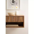 Table d'appoint flottante en bois Kate and Laurel Reid avec rangement ouvert, 18x10x9, Naturel