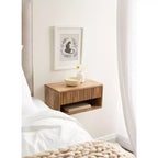 Table d'appoint flottante en bois Kate and Laurel Reid avec rangement ouvert, 18x10x9, Naturel