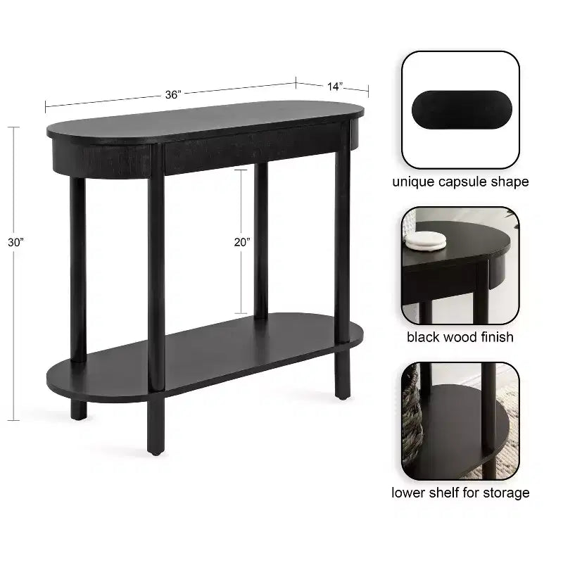 Console Koji Capsule Kate and Laurel, 36x14x30, Noir