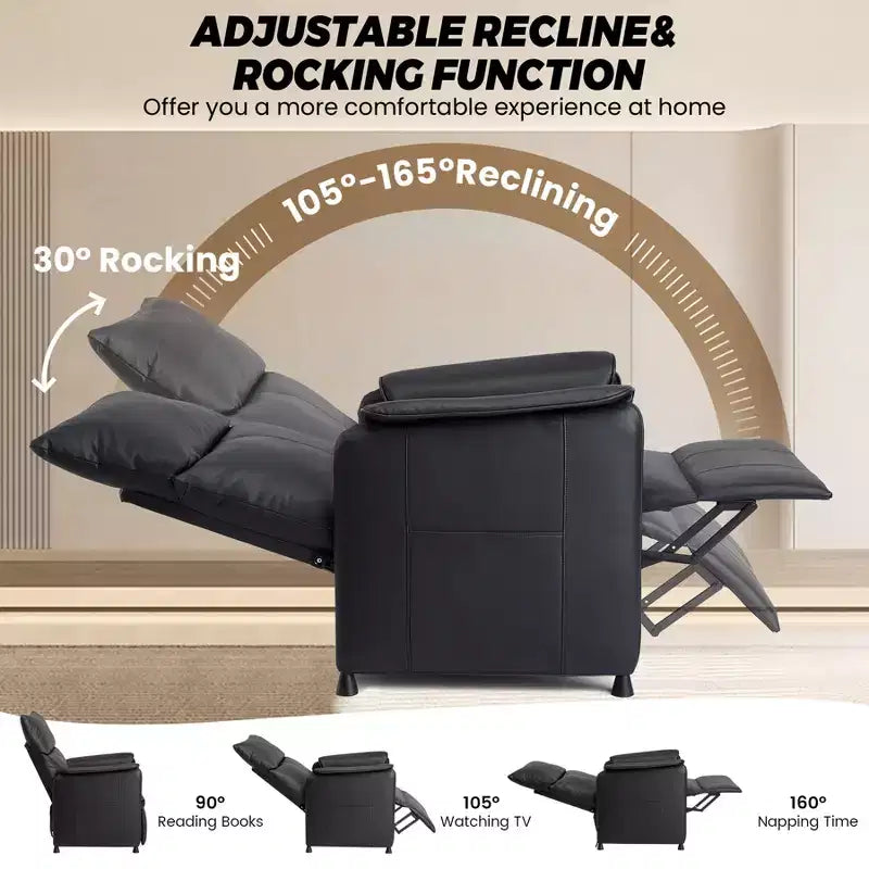 Canapé-lit avec fonctions de massage et de chauffage, adapté au salon ou au bureau - Fauteuil inclinable individuel réglable en cuir PU - Siège de cinéma maison