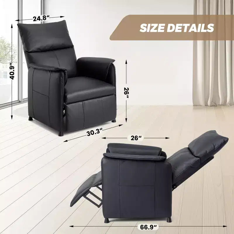 Canapé-lit avec fonctions de massage et de chauffage, adapté au salon ou au bureau - Fauteuil inclinable individuel réglable en cuir PU - Siège de cinéma maison