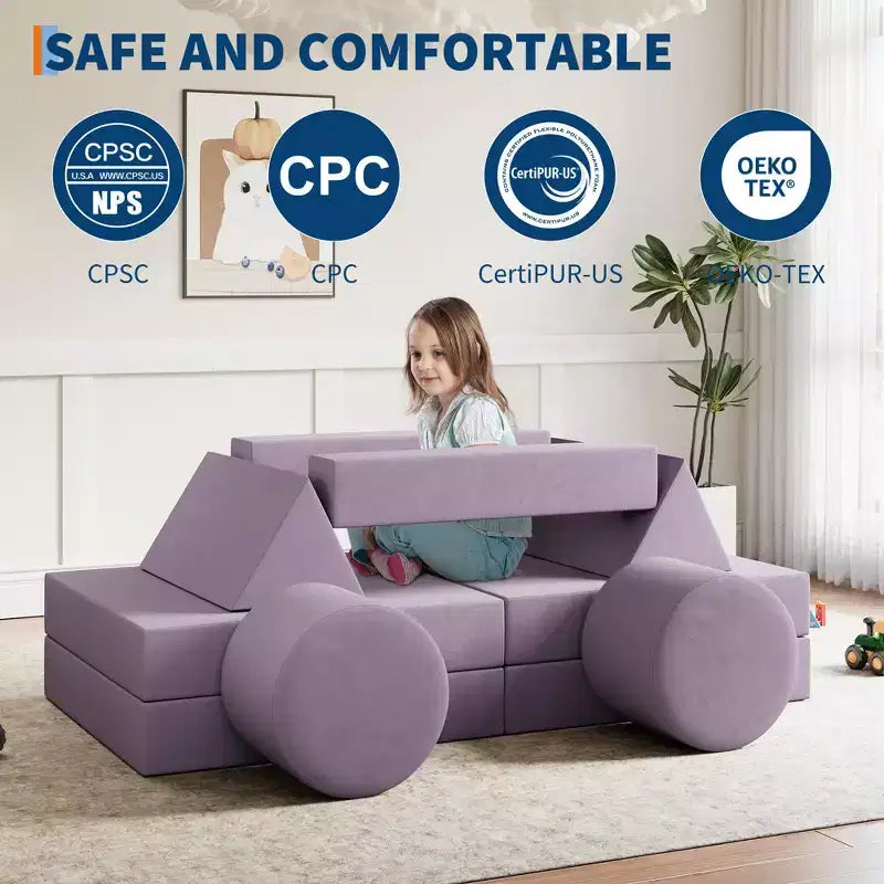 Canapé de jeu modulaire pour enfants, canapé explorateur pour enfants 22 pièces/13 pièces, canapé de jeu convertible en mousse pour chambre à coucher et salle de jeux, canapé gris 2 places pour enfants