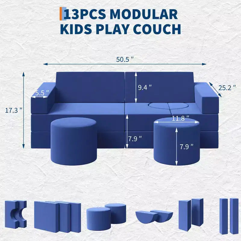 Canapé de jeu modulaire pour enfants, canapé explorateur pour enfants 22 pièces/13 pièces, canapé de jeu convertible en mousse pour chambre à coucher et salle de jeux, canapé gris 2 places pour enfants