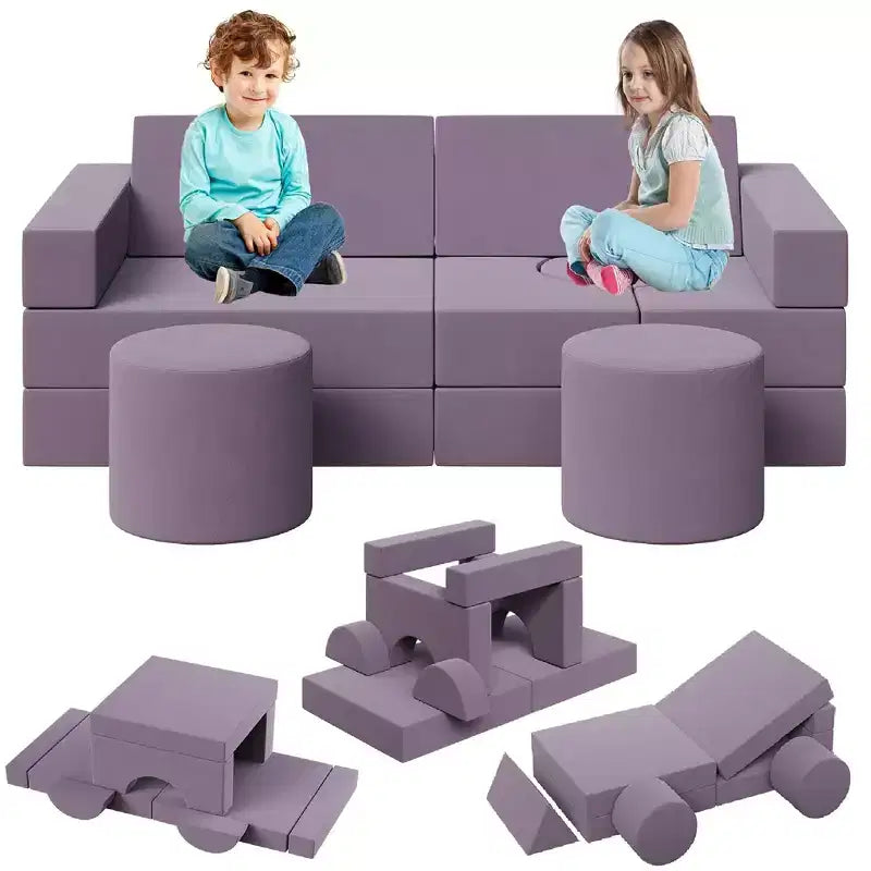 Canapé de jeu modulaire pour enfants, canapé explorateur pour enfants 22 pièces/13 pièces, canapé de jeu convertible en mousse pour chambre à coucher et salle de jeux, canapé gris 2 places pour enfants