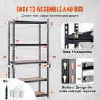 Étagère de rangement VEVOR, 5 niveaux réglables, capacité de 907 kg, étagères de garage robustes, organisateur en métal, rack utilitaire, noir, 89L x 46W x 180H