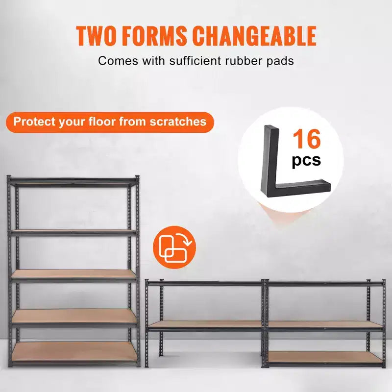 Étagère de rangement VEVOR, 5 niveaux réglables, capacité de 907 kg, étagères de garage robustes, organisateur en métal, rayonnage utilitaire, noir, 45,7 P x 121,9 L x 182,9 H cm