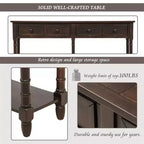 Console rustique de 147 cm avec deux tiroirs et une étagère, table d'appoint de canapé vintage pour salon ou entrée
