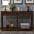 Console rustique de 147 cm avec deux tiroirs et une étagère, table d'appoint de canapé vintage pour salon ou entrée