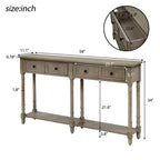 Console rustique de 147 cm avec deux tiroirs et une étagère, table d'appoint de canapé vintage pour salon ou entrée