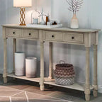 Console rustique de 147 cm avec deux tiroirs et une étagère, table d'appoint de canapé vintage pour salon ou entrée