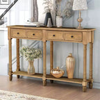 Console rustique de 147 cm avec deux tiroirs et une étagère, table d'appoint de canapé vintage pour salon ou entrée