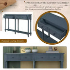 Console rustique de 147 cm avec deux tiroirs et une étagère, table d'appoint de canapé vintage pour salon ou entrée
