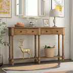 Console rustique de 147 cm avec deux tiroirs et une étagère, table d'appoint de canapé vintage pour salon ou entrée