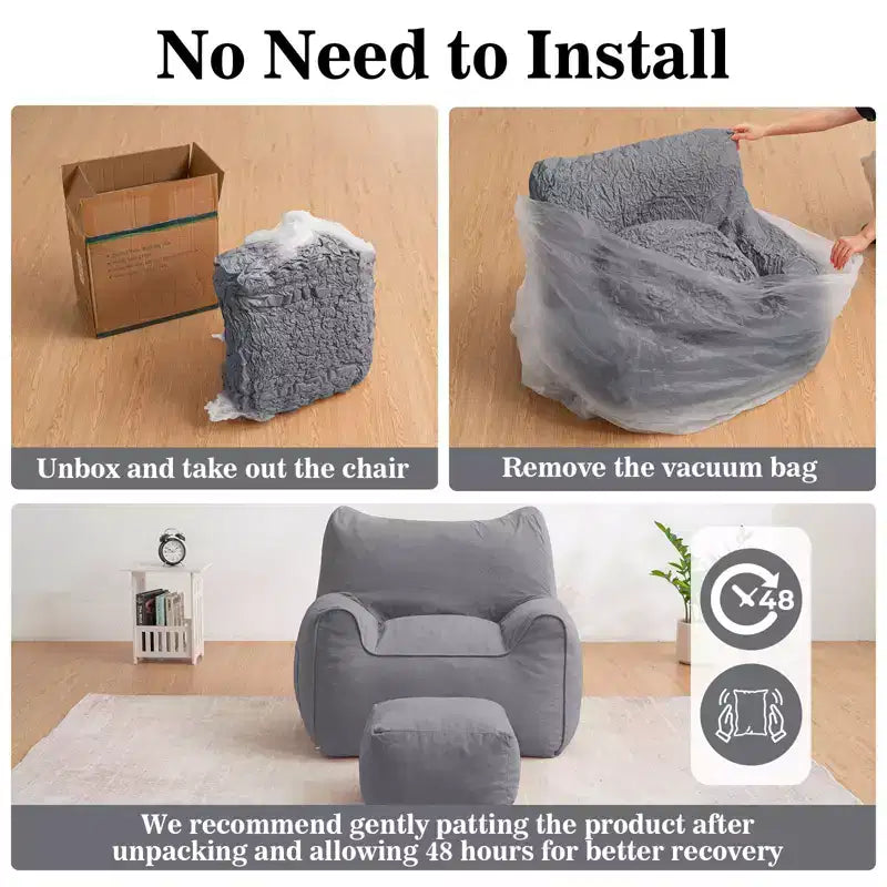 Hommpa Fauteuil poire ergonomique en velours côtelé en forme de chat avec ottoman pour adultes - Canapé ergonomique en peluche, siège de jeu et de détente