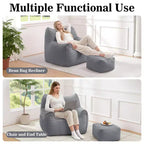 Hommpa Fauteuil poire ergonomique en velours côtelé en forme de chat avec ottoman pour adultes - Canapé ergonomique en peluche, siège de jeu et de détente
