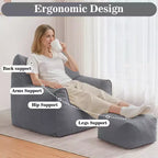 Hommpa Fauteuil poire ergonomique en velours côtelé en forme de chat avec ottoman pour adultes - Canapé ergonomique en peluche, siège de jeu et de détente