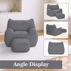 Hommpa Fauteuil poire ergonomique en velours côtelé en forme de chat avec ottoman pour adultes - Canapé ergonomique en peluche, siège de jeu et de détente