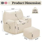 Hommpa Fauteuil poire ergonomique en velours côtelé en forme de chat avec ottoman pour adultes - Canapé ergonomique en peluche, siège de jeu et de détente
