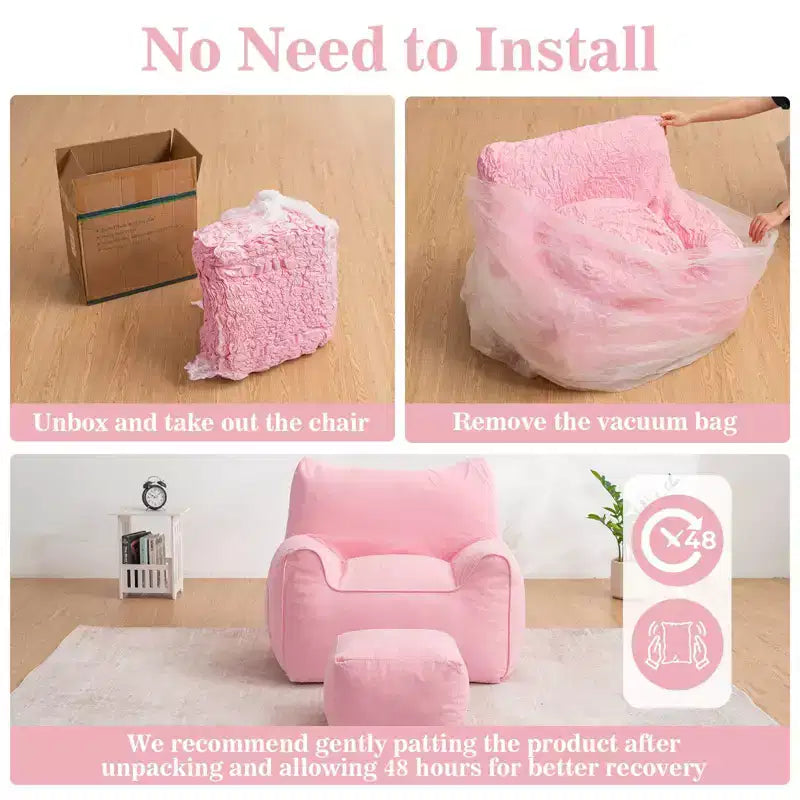 Hommpa Fauteuil poire ergonomique en velours côtelé en forme de chat avec ottoman pour adultes - Canapé ergonomique en peluche, siège de jeu et de détente