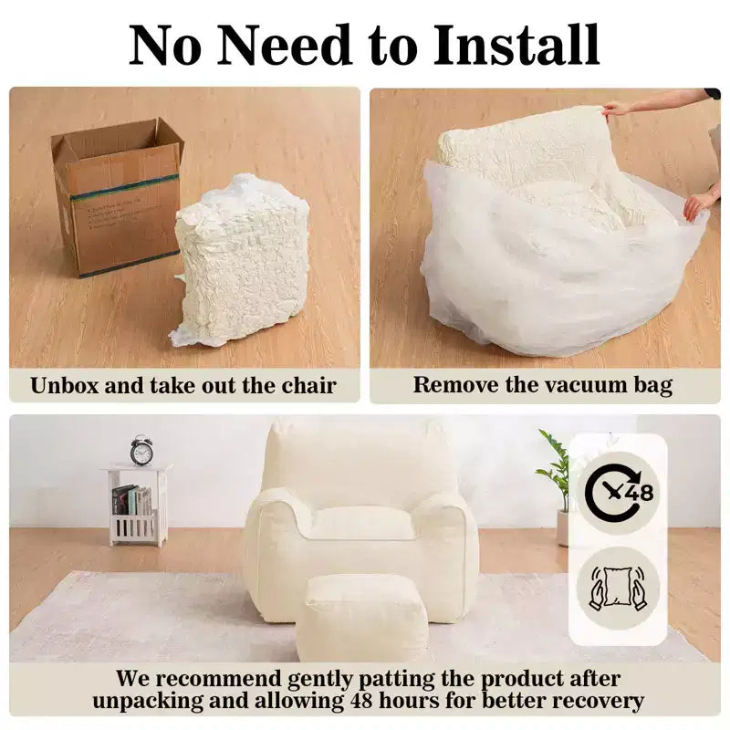 Hommpa Fauteuil poire ergonomique en velours côtelé en forme de chat avec ottoman pour adultes - Canapé ergonomique en peluche, siège de jeu et de détente