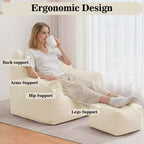 Hommpa Fauteuil poire ergonomique en velours côtelé en forme de chat avec ottoman pour adultes - Canapé ergonomique en peluche, siège de jeu et de détente