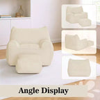 Hommpa Fauteuil poire ergonomique en velours côtelé en forme de chat avec ottoman pour adultes - Canapé ergonomique en peluche, siège de jeu et de détente